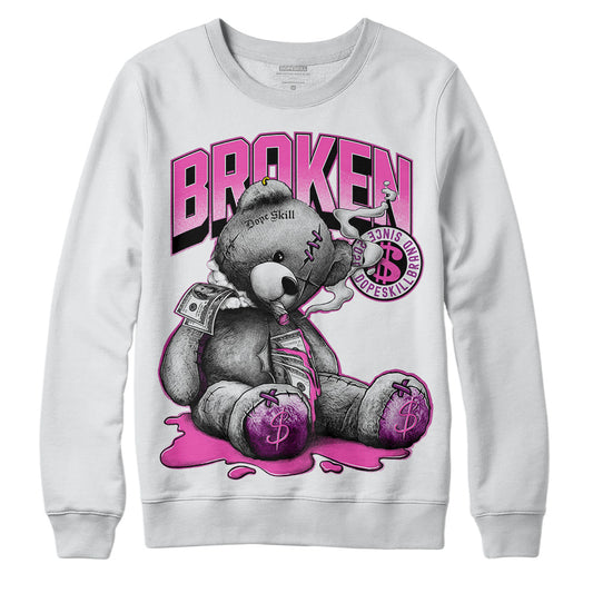 Jordan 4 GS “Hyper Violet” DopeSkill Sweatshirt Sick Bear Graphic Streetwear - White 