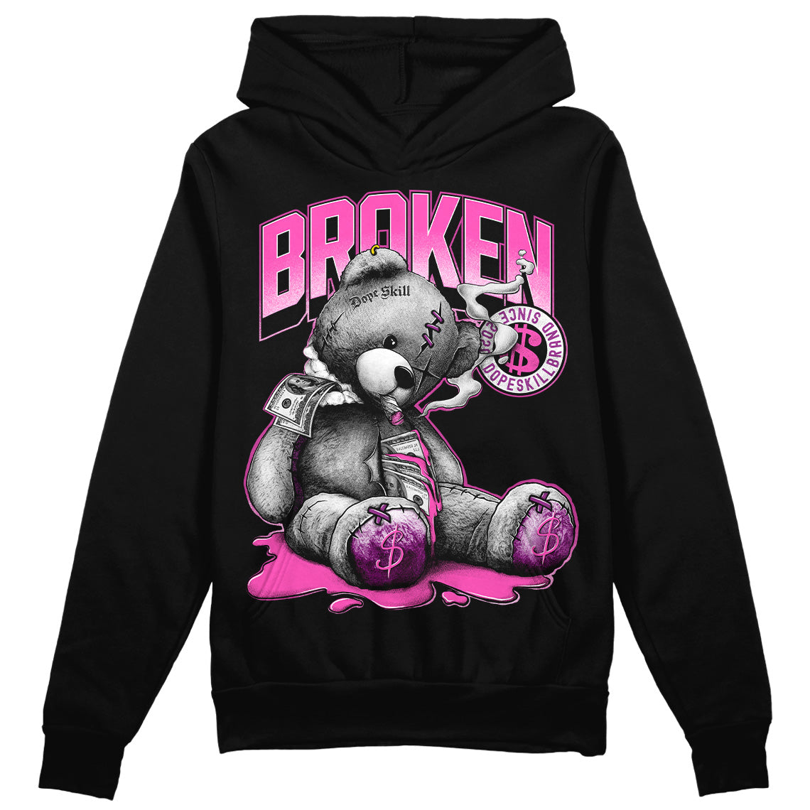 Jordan 4 GS “Hyper Violet” DopeSkill Hoodie Sweatshirt Sick Bear Graphic Streetwear - Black