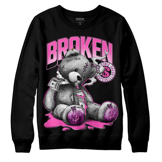 Jordan 4 GS “Hyper Violet” DopeSkill Sweatshirt Sick Bear Graphic Streetwear - Black