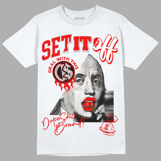 Jordan 12 “Cherry” DopeSkill T-Shirt New Set It Off Graphic Streetwear - White