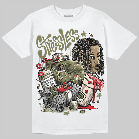 Travis Scott x Jordan 1 Medium Olive DopeSkill T-Shirt Stressless Graphic Streetwear - White