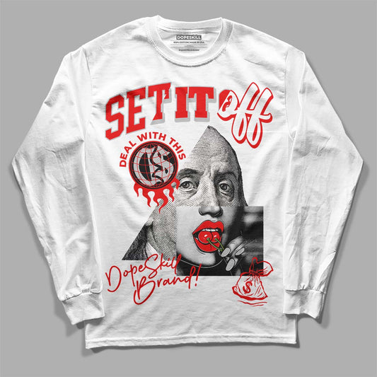 Jordan 12 “Cherry” DopeSkill Long Sleeve T-Shirt New Set It Off Graphic Streetwear - White