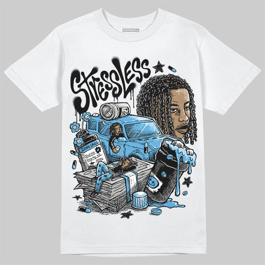 Jordan 14 Retro Black and University Blue DopeSkill T-Shirt Stressless Graphic Streetwear - White