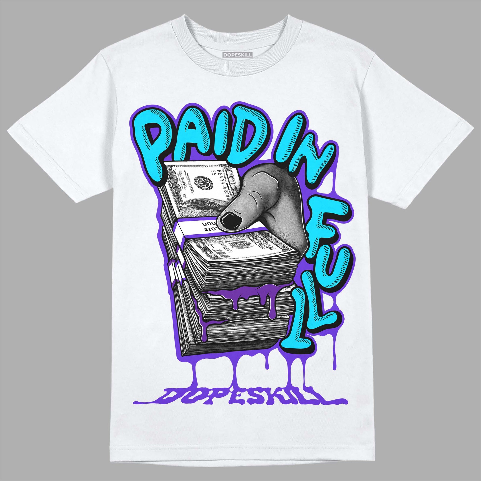 Jordan 6 "Aqua" DopeSkill T-Shirt Paid In Full Graphic Streetwear - White 