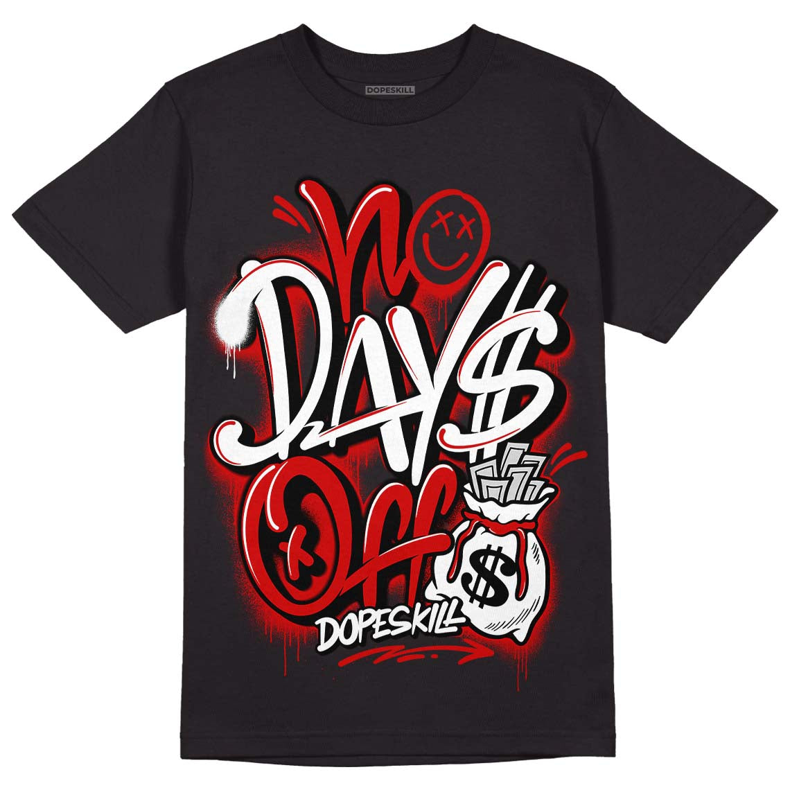 Jordan 1 Retro Low "Black Toe" DopeSkill T-Shirt No Days Off Graphic Streetwear - Black