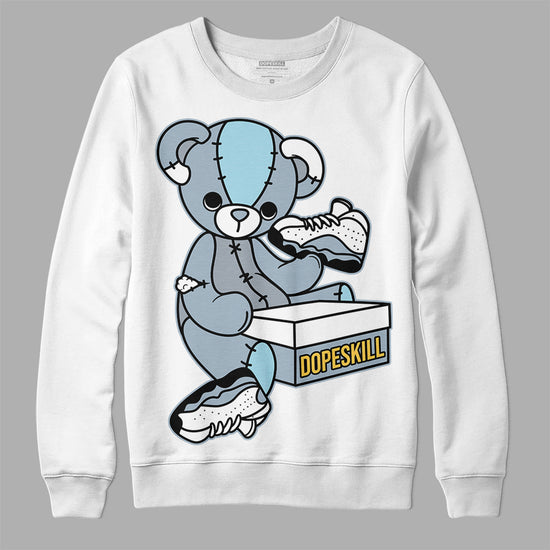 Jordan 13 “Blue Grey” DopeSkill Sweatshirt Sneakerhead BEAR Graphic Streetwear - White 