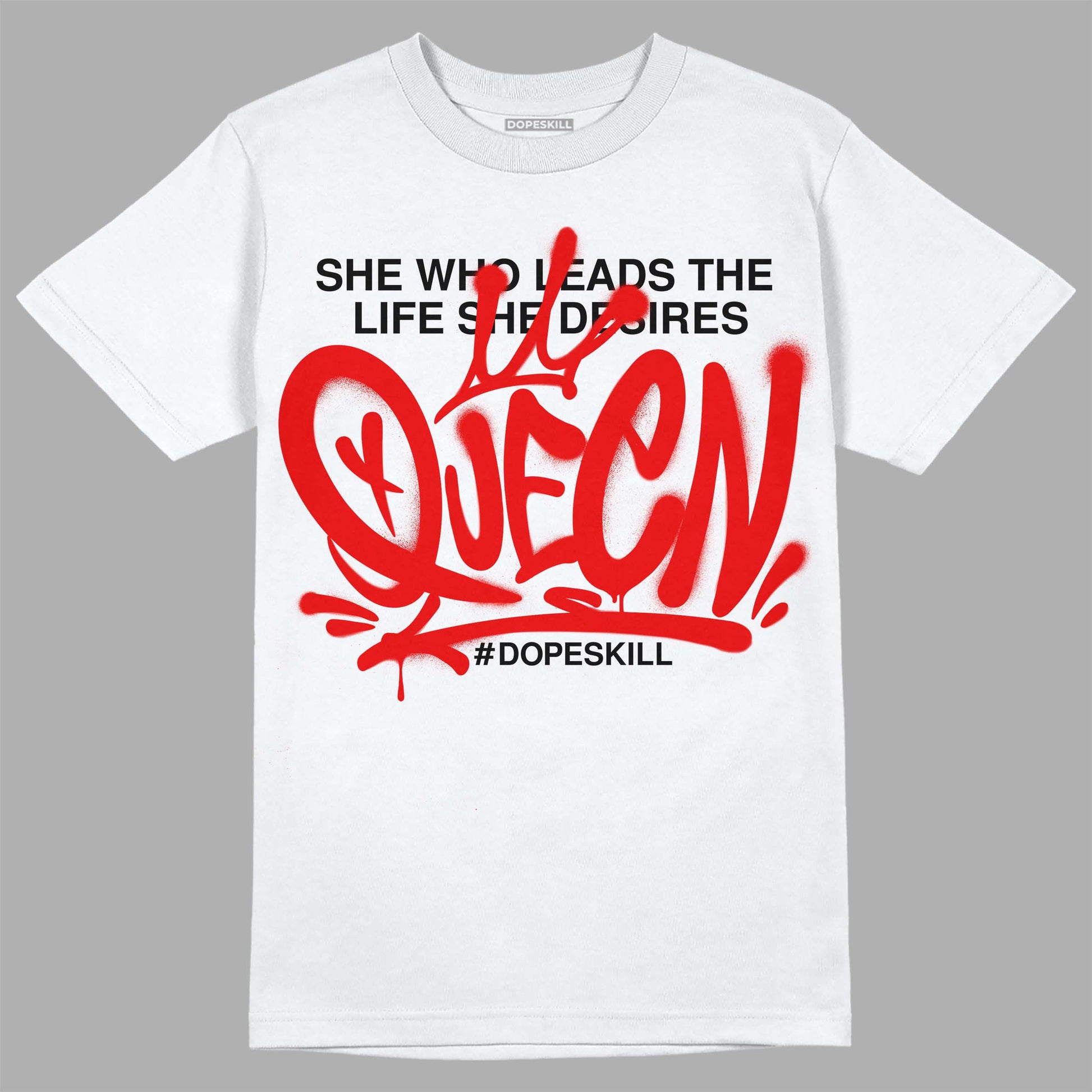 Jordan 4 Retro Red Cement DopeSkill T-Shirt Queen Graphic Streetwear - White