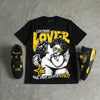 Black Tour Yellow AJ 4 Thunder DopeSkill Oversize Print T-Shirt Real Ones Choose Loyalty Graphic