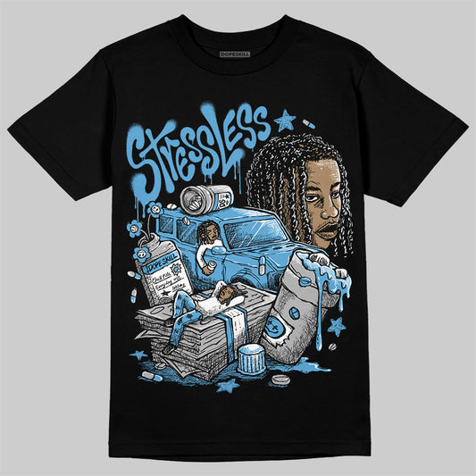 Jordan 14 Retro Black and University Blue DopeSkill T-Shirt Stressless Graphic Streetwear - Black
