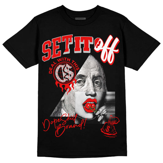 Jordan 12 “Cherry” DopeSkill T-Shirt New Set It Off Graphic Streetwear - Black