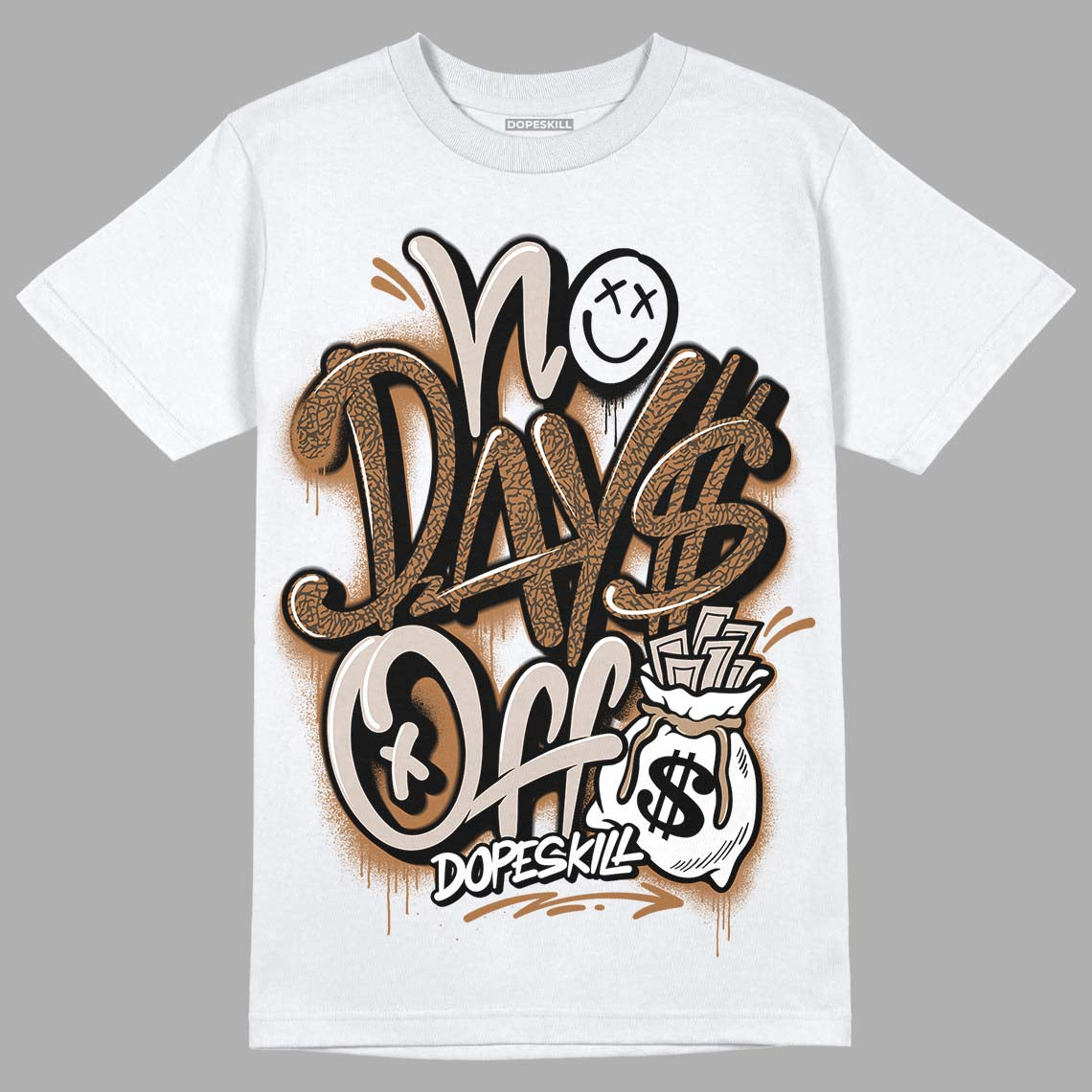 Jordan 3 Retro Palomino DopeSkill T-Shirt No Days Off Graphic Streetwear - White