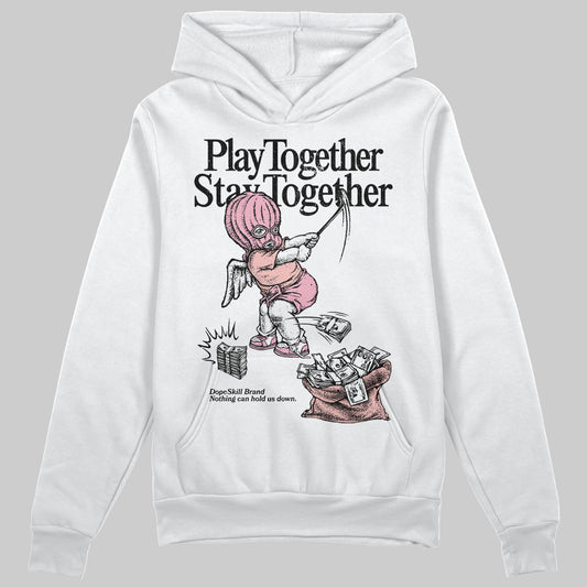 AMIRI White & Pink Stars Court Sneakers DopeSkill Hoodie Sweatshirt Play together, Stay together Graphic Streetwear - White