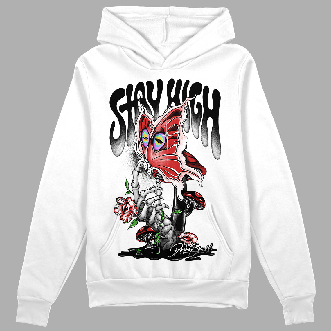 Jordan 1 High OG “Black/White” DopeSkill Hoodie Sweatshirt Stay High Graphic Streetwear - White 