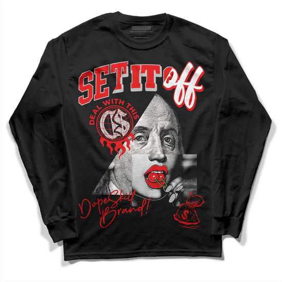 Jordan 12 “Cherry” DopeSkill Long Sleeve T-Shirt New Set It Off Graphic Streetwear - Black