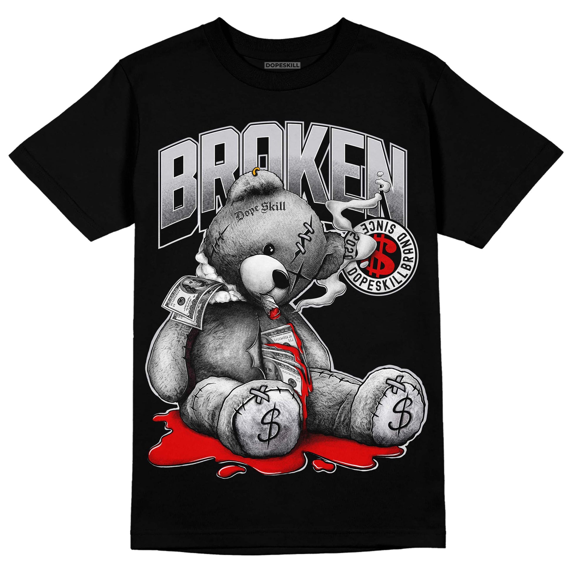 Jordan 2 Retro "Black Cement" DopeSkill T-Shirt Sick Bear Graphic Streetwear - Black