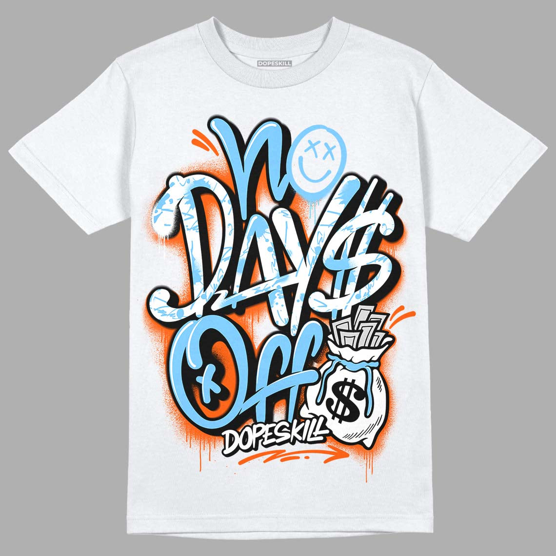 Dunk Low Futura University Blue DopeSkill T-Shirt No Days Off Graphic Streetwear - White