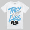 Jordan 14 Retro Black and University Blue DopeSkill T-Shirt They Not Like Us Graphic Streetwear - White