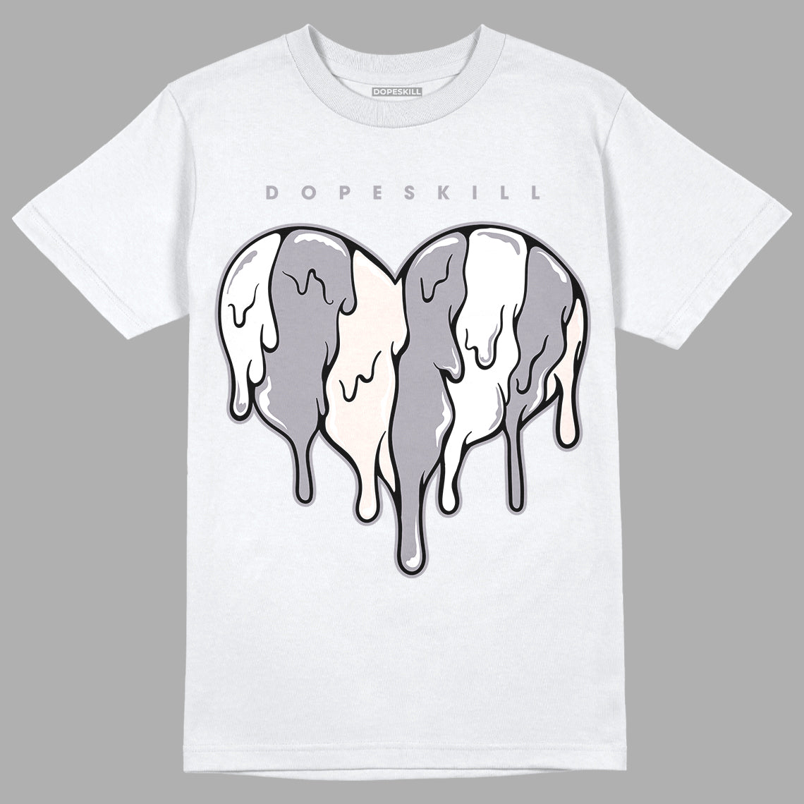 Jordan 2 Cement Grey DopeSkill T-Shirt Slime Drip Heart Graphic Streetwear - White