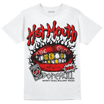 Jordan 4 Retro Red Cement DopeSkill T-Shirt Hot Mouth Graphic Streetwear - WHite