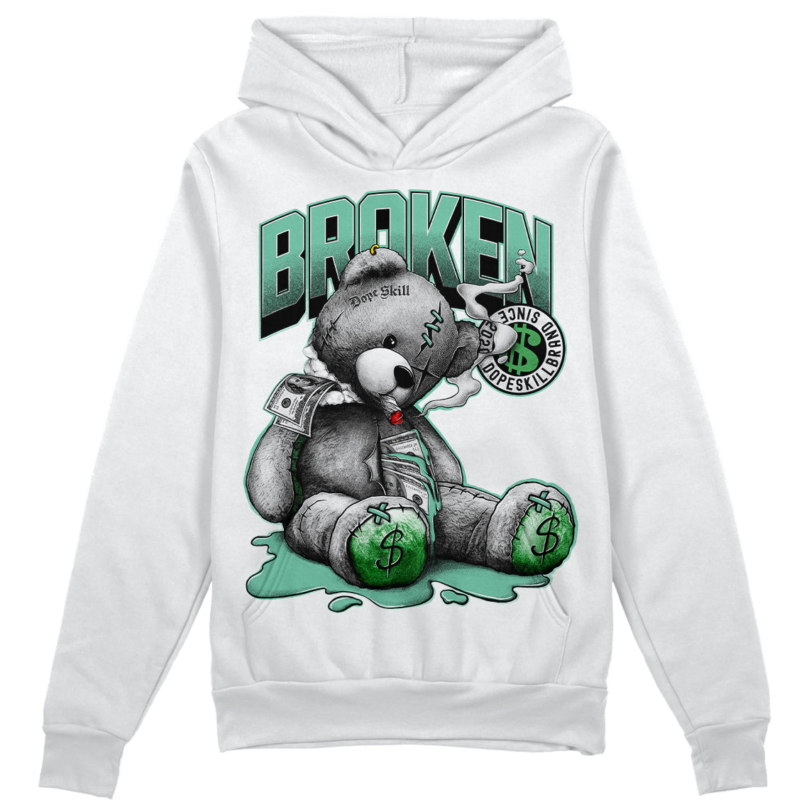 Jordan 1 High OG Green Glow DopeSkill Hoodie Sweatshirt Sick Bear Graphic Streetwear - White