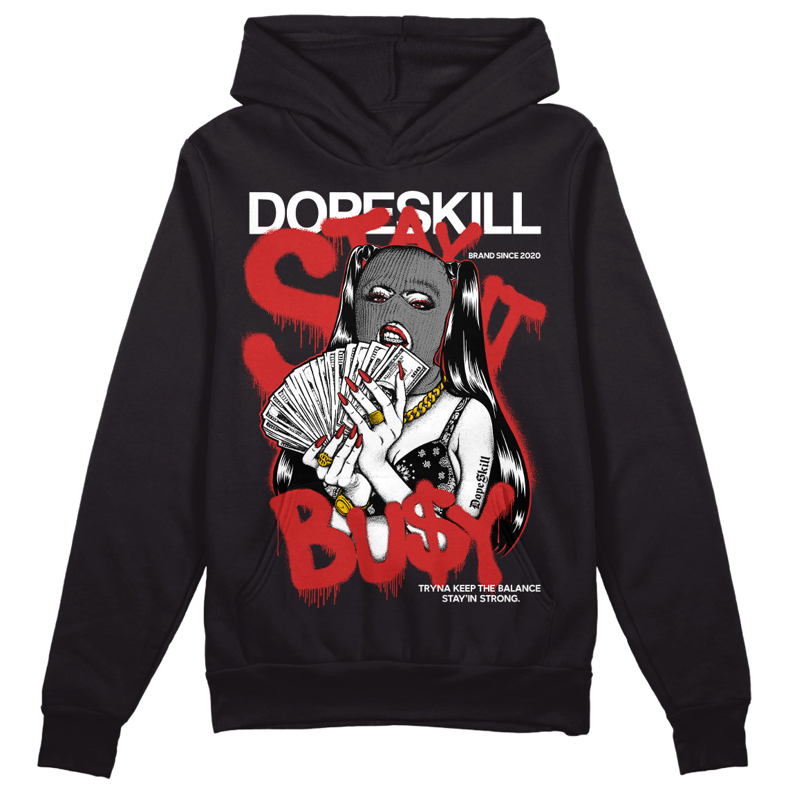 Jordan 1 High OG “Black/White” DopeSkill Hoodie Sweatshirt Stay It Busy Graphic Streetwear - Black