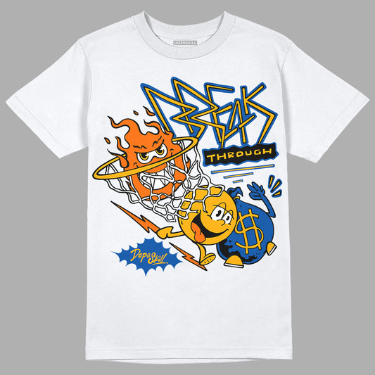 Dunk Blue Jay and University Gold DopeSkill T-Shirt Break Through Graphic Streetwear - White 