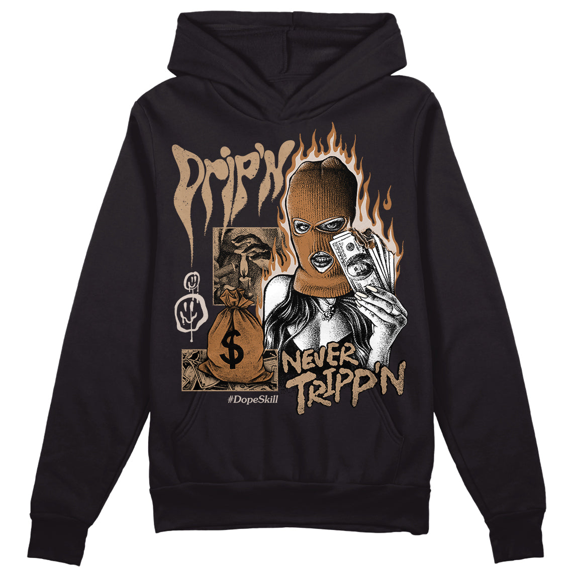 Jordan 3 Retro Palomino DopeSkill Hoodie Sweatshirt Drip'n Never Tripp'n Graphic Streetwear - Black