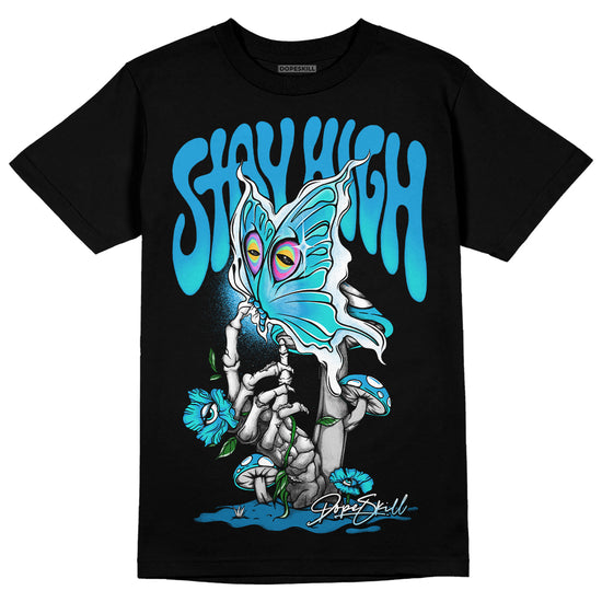 Jordan 4 Retro Military Blue DopeSkill T-Shirt Stay High Graphic Streetwear - Black