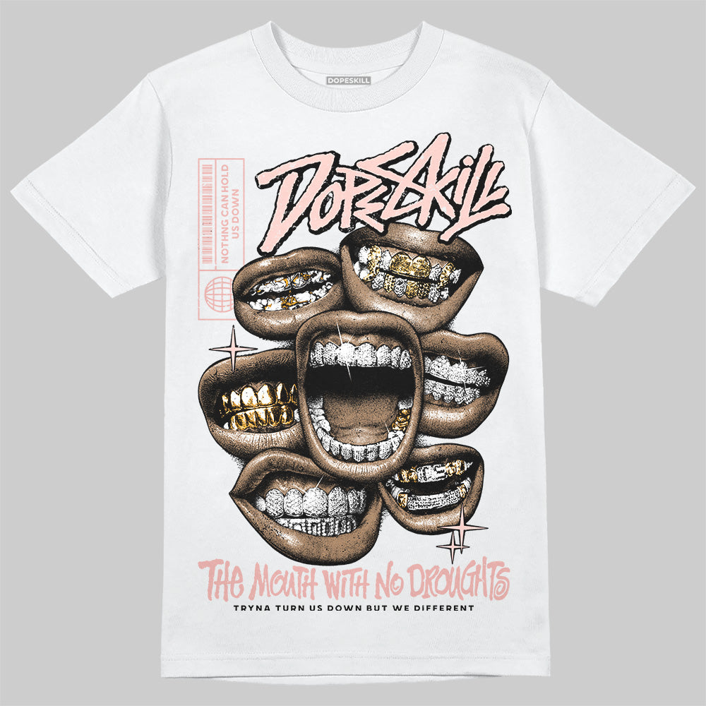 Lanvin Leather Curb Glitter Pale Pink DopeSkill T-Shirt The Mouth With No Droughts Graphic Streetwear  - WHite