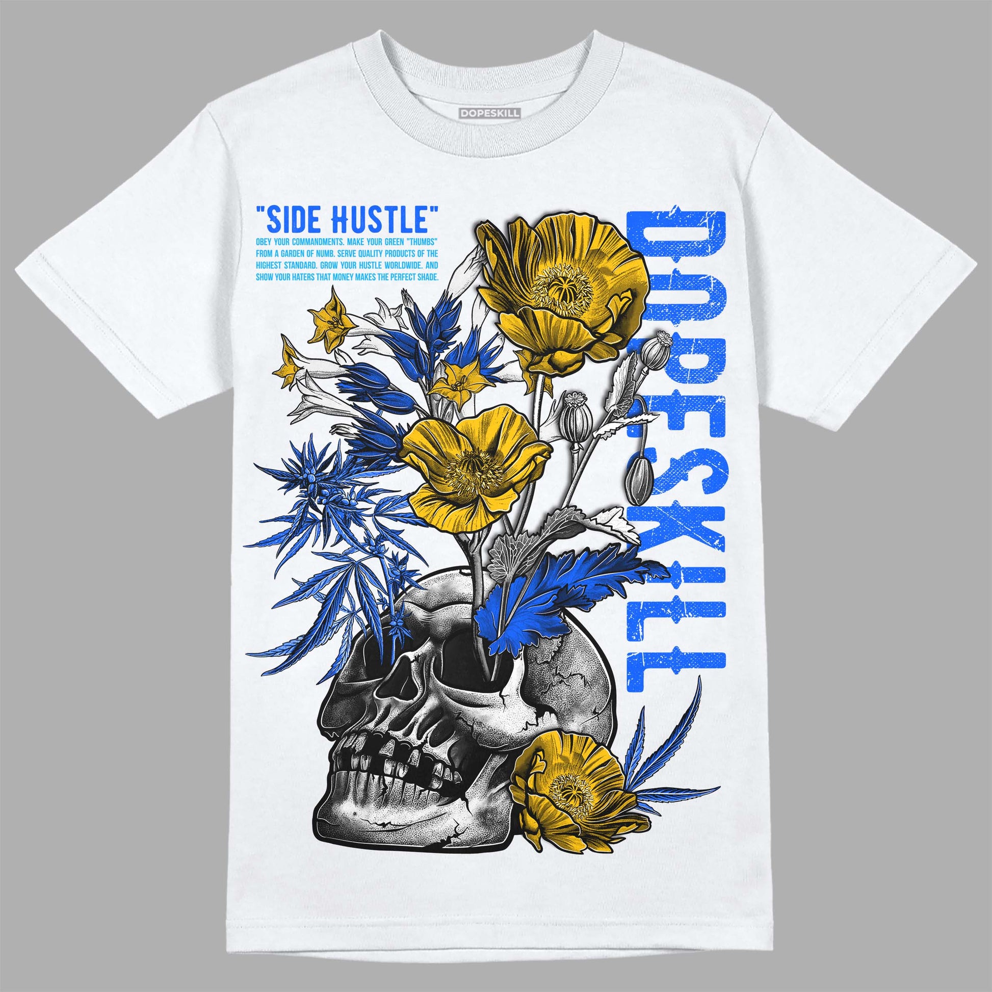 Royal Blue Sneakers DopeSkill T-Shirt Side Hustle Graphic Streetwear - White