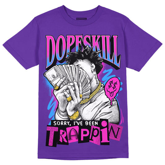 Dunk Low Championship Court Purple DopeSkill Purple T-shirt Sorry I've Been Trappin Graphic Streetwear