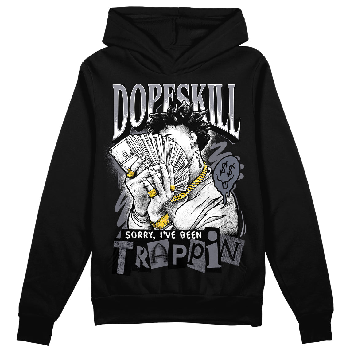 Jordan 14 Retro 'Stealth' DopeSkill Hoodie Sweatshirt Sorry I've Been Trappin Graphic Streetwear - Black