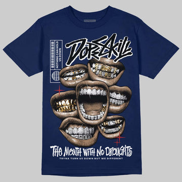 Jordan 1 High OG "Midnight Navy" DopeSkill Navy T-shirt The Mouth With No Droughts Graphic Streetwear