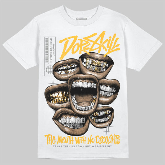 New Balance 9060 Varsity Gold (GS) DopeSkill T-Shirt The Mouth With No Droughts Graphic Streetwear - White