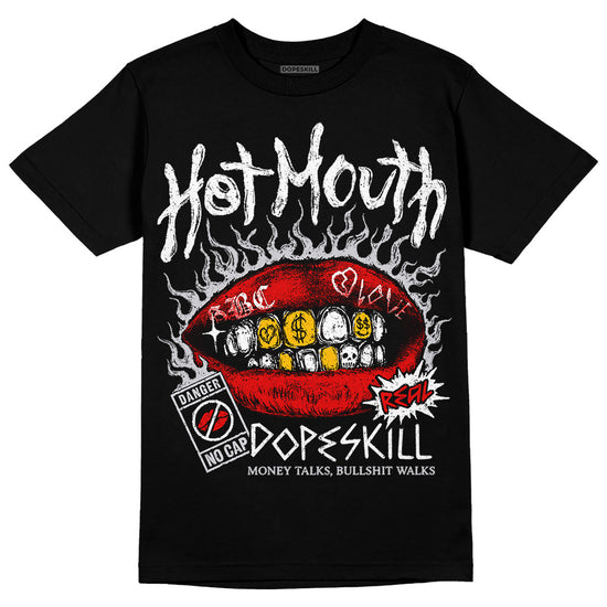 Jordan 4 Retro Red Cement DopeSkill T-Shirt Hot Mouth Graphic Streetwear - Black