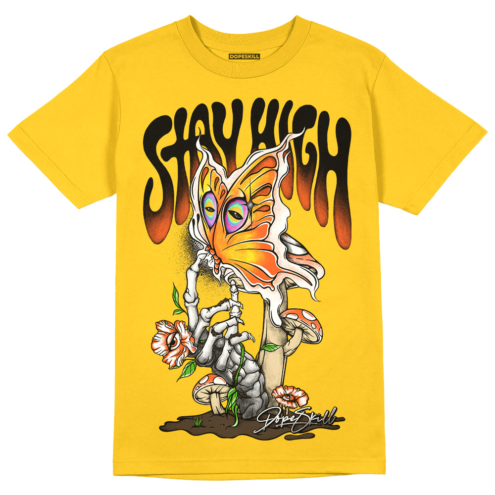 Jordan 4 Retro “Vivid Sulfur” DopeSkill Yellow T-shirt Stay High Graphic Streetwear 