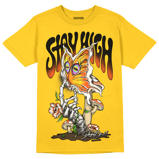 Jordan 4 Retro “Vivid Sulfur” DopeSkill Yellow T-shirt Stay High Graphic Streetwear 