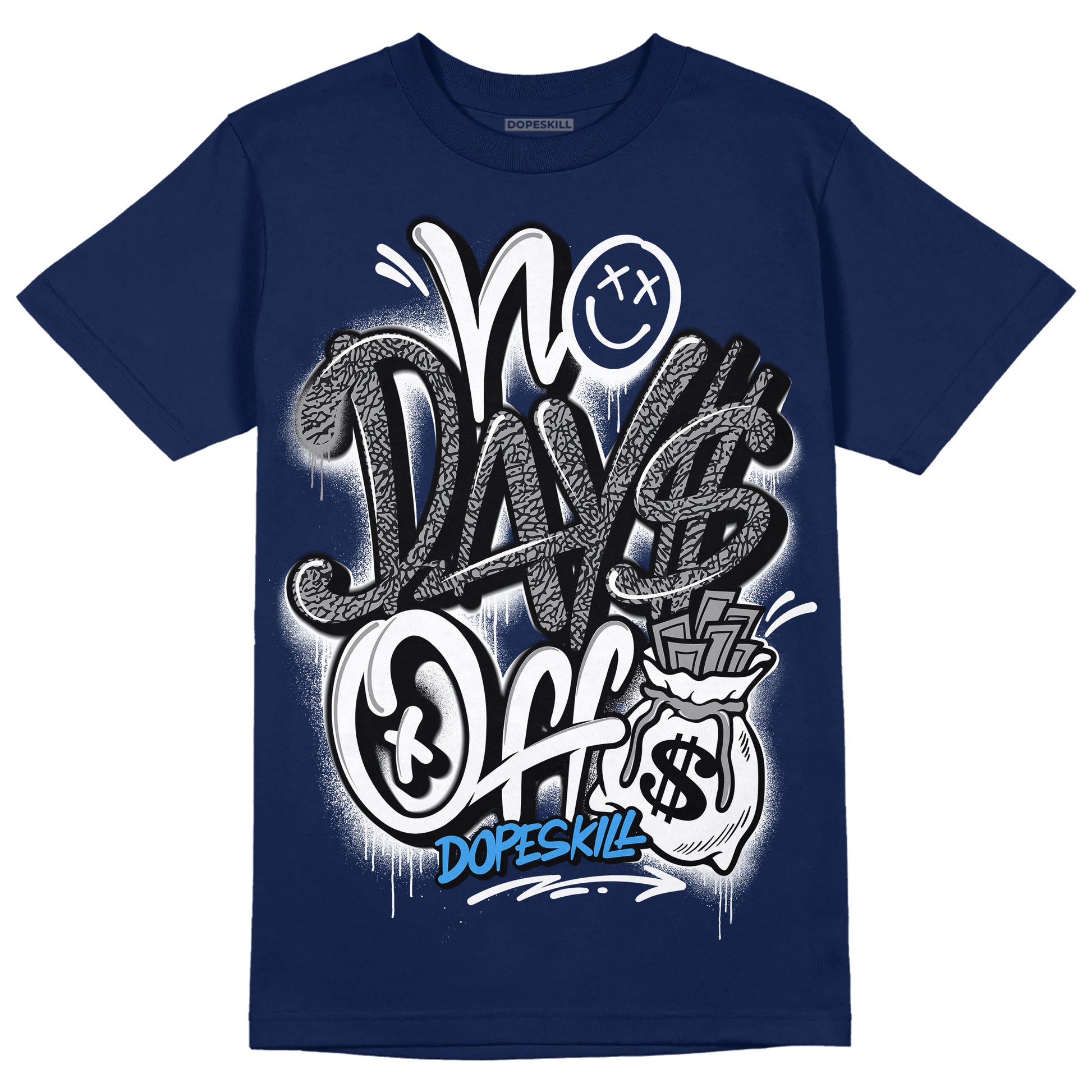 Jordan 3 "Midnight Navy" DopeSkill Navy T-shirt No Days Off Graphic Streetwear