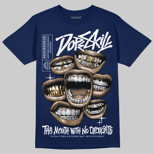 Jordan 6 Retro 'White And Midnight Navy' DopeSkill Navy T-shirt The Mouth With No Droughts Graphic Streetwear