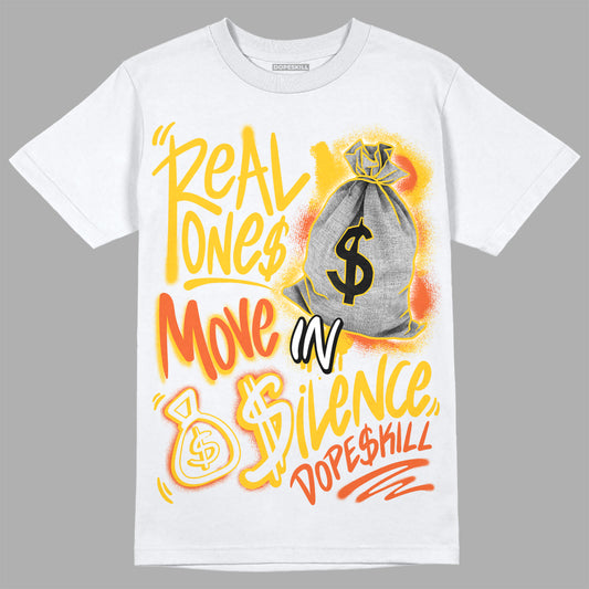 Yellow Sneakers DopeSkill T-Shirt Real Ones Move In Silence Graphic Streetwear - White