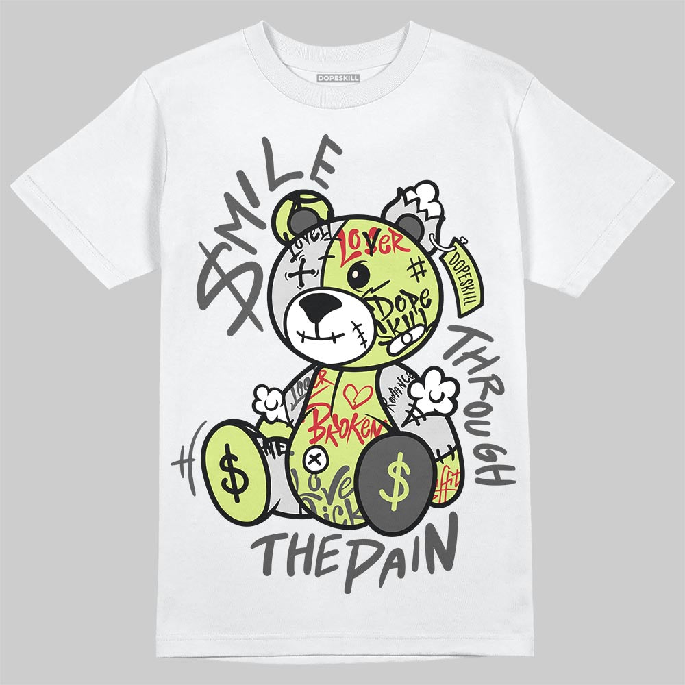 Jordan 4 GS “Light Lemon Twist” DopeSkill T-Shirt Smile Through The Pain Graphic Streetwear - White