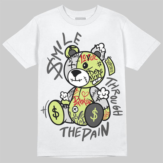 Jordan 4 GS “Light Lemon Twist” DopeSkill T-Shirt Smile Through The Pain Graphic Streetwear - White