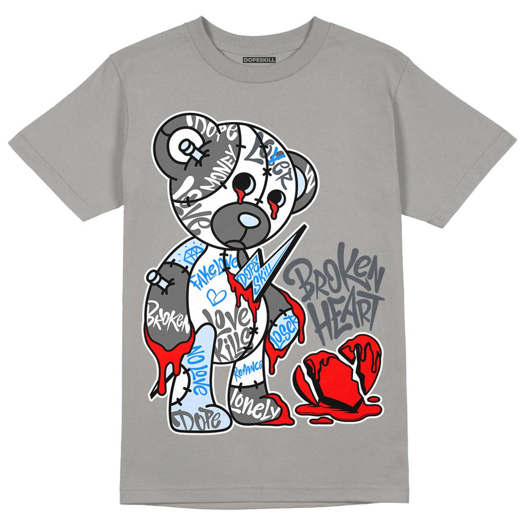 Jordan 11 Cool Grey DopeSkill Grey T-Shirt Broken Heart Graphic Streetwear 