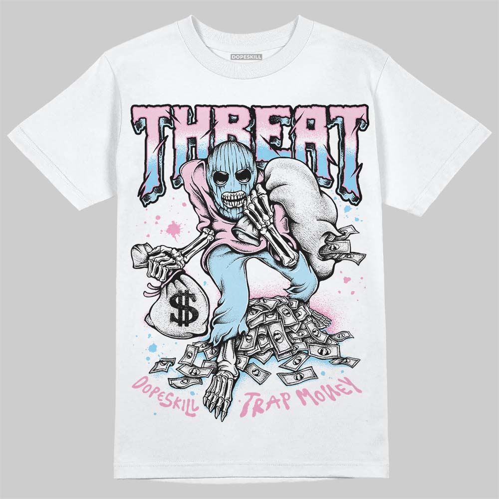 Jordan 1 Low SE Paw Print Pink Foam DopeSkill T-Shirt Threat Graphic Streetwear - White 