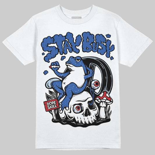 Awake NY x Jordan 5 Retro 'Black Racer Blue' DopeSkill T-Shirt Stay Busy Graphic Streetwear - White 