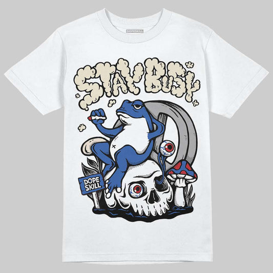 Jordan 1 Low Travis Scott x Fragment DopeSkill T-Shirt Stay Busy Graphic Streetwear - White 