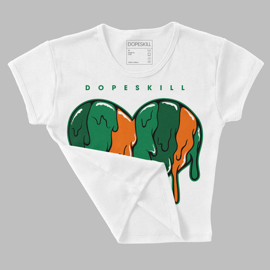 Green Sneakers DopeSkill Women's Crop Top Slime Drip Heart Graphic Streetwear - White 