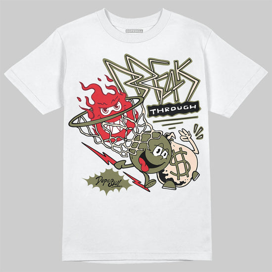 Travis Scott x Jordan 1 Medium Olive DopeSkill T-Shirt Break Through Graphic Streetwear - White