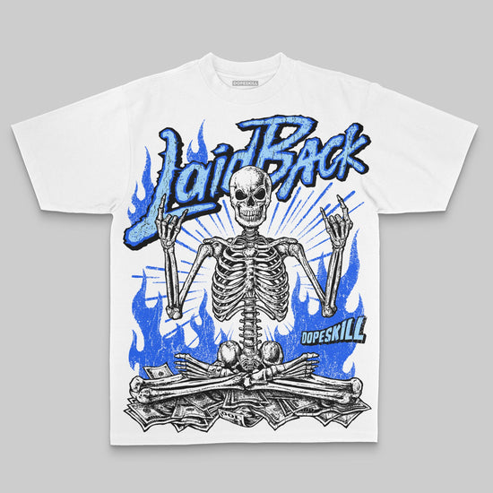 Royal Blue Oversize Print Laid Back DopeSkill Graphic Premium T-shirt Streetwear - White