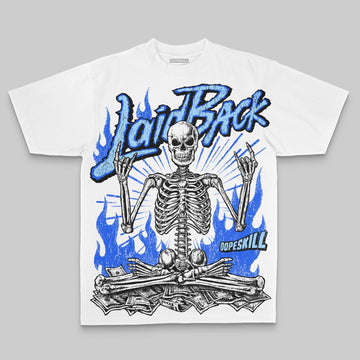Royal Blue Oversize Print Laid Back DopeSkill Graphic Premium T-shirt Streetwear - White